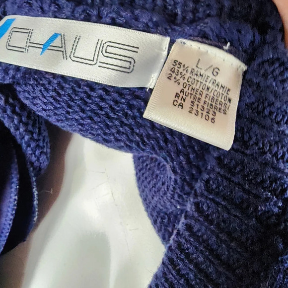 Vintage Chaus Embroidered Preppy  Cardigan Paisley Plaid Cotton Navy Size Large - Picture 2 of 14